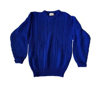 Vintage Blue Carson Pirie Scott Cable Knit Sweater Unisex Size Large